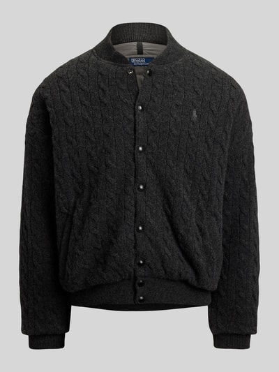 Polo Ralph Lauren Relaxed Fit Strickjacke aus Woll-Kaschmir-Mix mit Zopfmuster Dunkelgrau 2