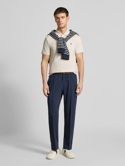 Polo Ralph Lauren Slim fit poloshirt met labelstitching Steengrijs - 1