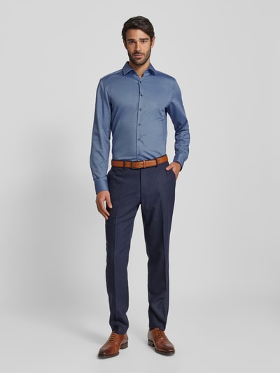 Eterna Slim fit zakelijk overhemd met kentkraag Bleu - 1