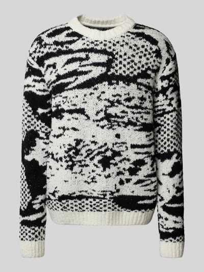 Edwin Gebreide pullover met ronde hals, model 'PANKU' Wit - 2