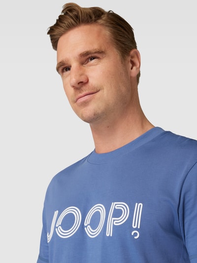 JOOP! Collection T-shirt met labelprint, model 'Byron' Oceaanblauw - 3