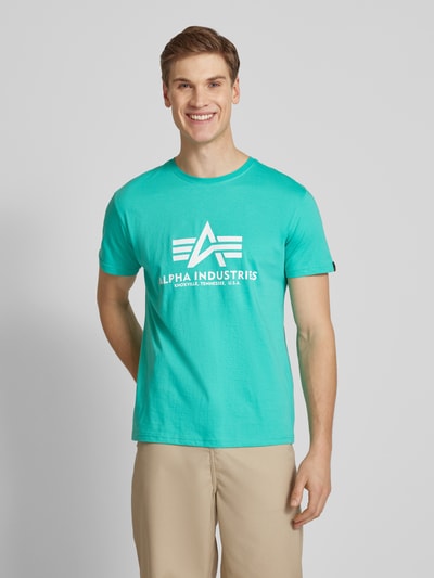 Alpha Industries T-shirt z czystej bawełny Jasnoturkusowy 4