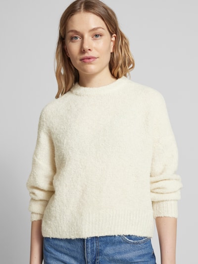 Pieces Regular fit gebreide pullover met wol, model 'NATHERINE' Offwhite - 3