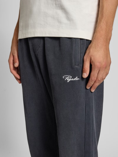 Pegador Wide fit sweatpants met logostitching, model 'Rib' Zwart - 3