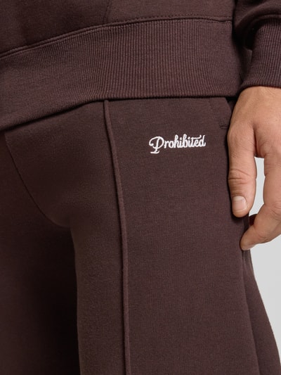 PROHIBITED Sweatbroek met elastische band Donkerbruin - 3