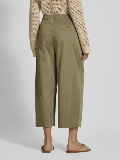 Marc Cain Wide Leg Bundfaltenhose mit verkürztem Schnitt Oliv 5