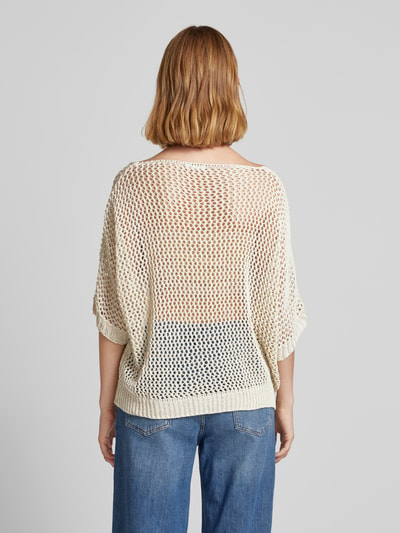 ZABAIONE Strickpullover mit Lochmuster Beige 5