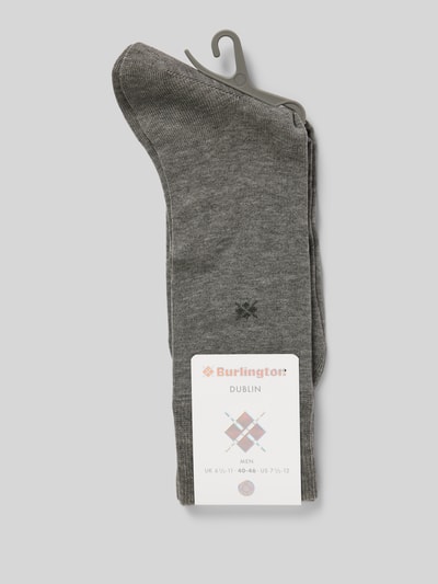 Burlington Socken mit Label-Print Modell 'Dublin' Mittelgrau 3