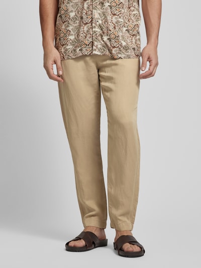 Strellson Stoffen broek van een mix van lyocell en linnen, model 'Saturn' Beige - 4