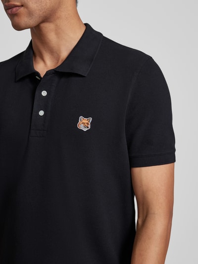 MAISON KITSUNE Poloshirt mit Motiv-Applikation Black 3