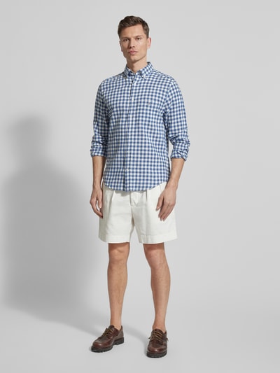 GANT Koszula z lnu z dodatkiem bawełny o kroju regular fit model „GINGHAM” Królewski niebieski 1