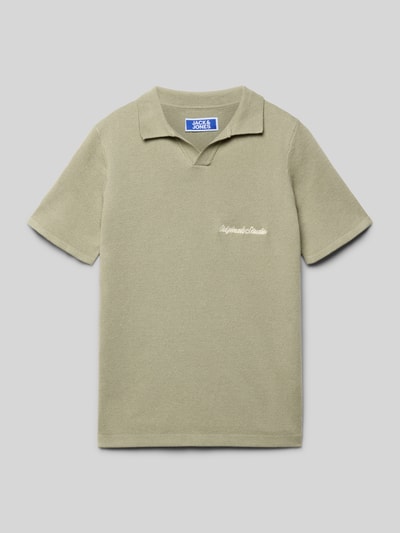 Productfoto, Regular Fit poloshirt met logo-stitching model 'Rebro' van Jack & Jones, puur katoen, polokraag, korte mouw, ruglengte maat 140: 51 cm