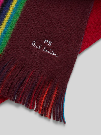 PAUL SMITH Wollschal mit Label-Stitching Rot 2