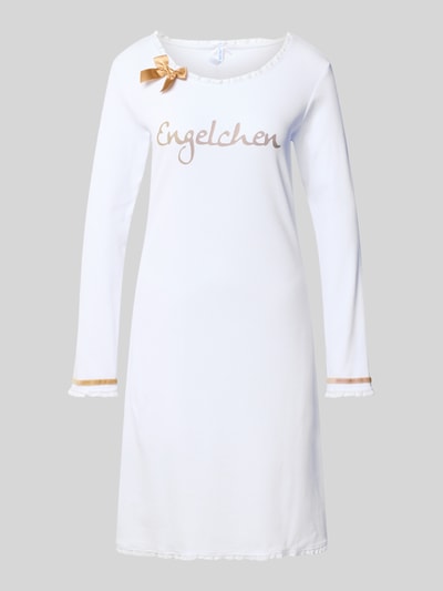 LOUIS & LOUISA Regular fit nachthemd met sierstrik, model 'Engelchen' Wit - 1