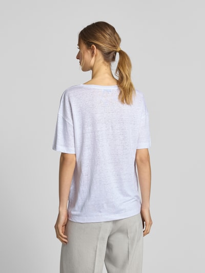 MAERZ Muenchen T-shirt van linnen met V-hals Wit - 5