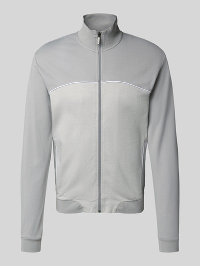 BOSS Regular fit sweatjack van katoenmix Lichtgrijs - 2