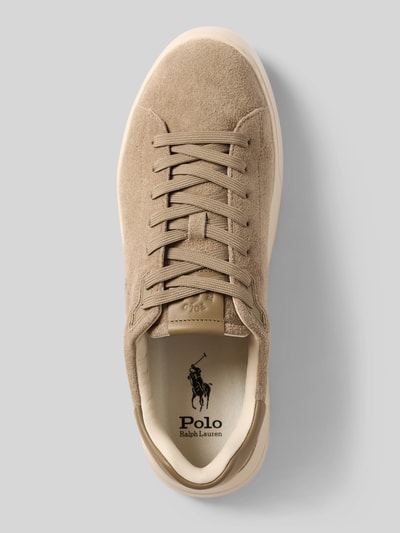 Produktfoto, Sneaker aus echtem Rindsleder von Polo Ralph Lauren in Beige mit glatter und leicht strukturierter Oberfläche, helle Sohle
