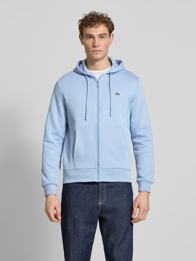 Lacoste Bluza rozpinana o kroju regular fit z mieszanki bawełny Błękitny 4