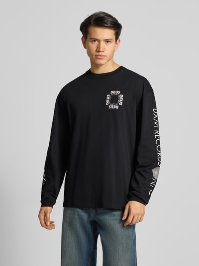 DEUS EX MACHINA Shirt met lange mouwen en labelprint, model 'DEFACTO' Zwart - 4