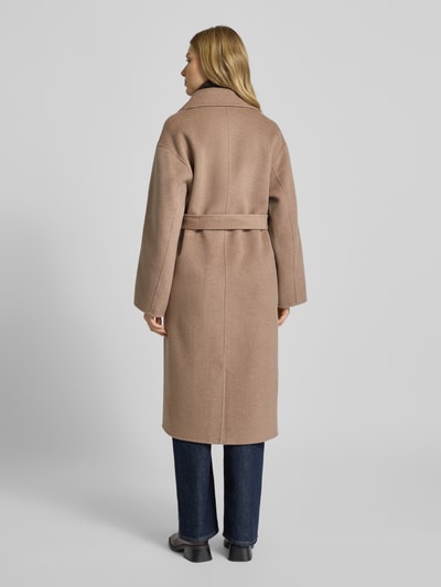 Milano Italy Płaszcz z wełny z kołnierzem z połami Piaskowy 5