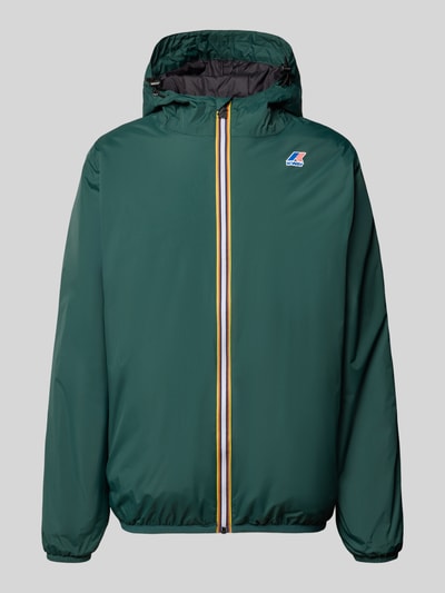 Produktfoto, Jacke mit Logo und Reißverschluss von K-WAY in Dunkelgrün mit Kapuze, Regular Fit, farbiger Reißverschluss, glatte Oberfläche
