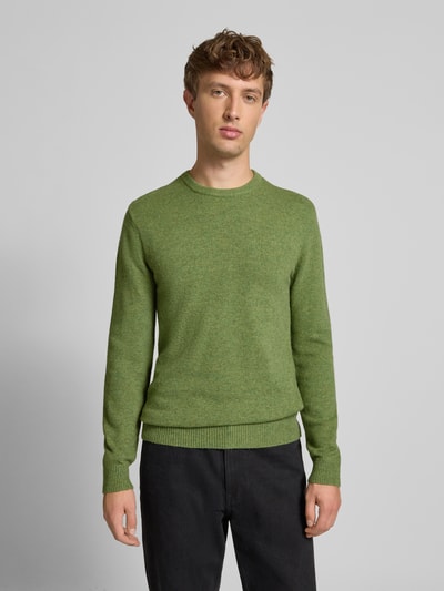 Blend Gebreide pullover met ribboorden, model 'BRANKO' Olijfgroen gemêleerd - 4