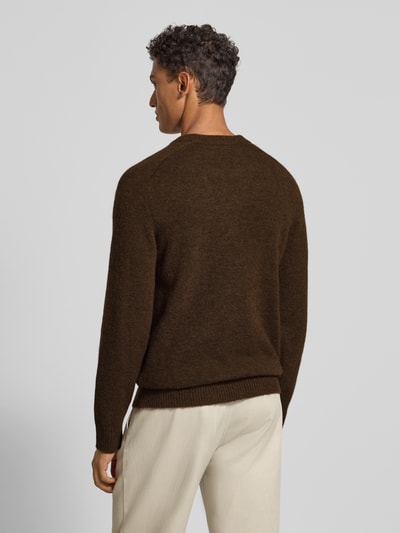 SELECTED HOMME Regular fit gebreide pullover met mix van alpaca en wol, model 'RAI' Chocoladebruin - 5
