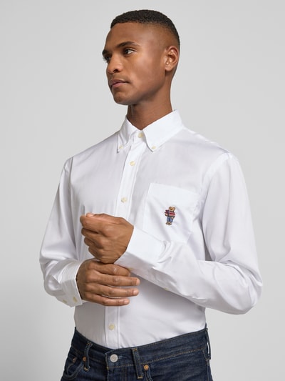 Polo Ralph Lauren Custom Fit Business-Hemd mit Knopfleiste Weiss 3