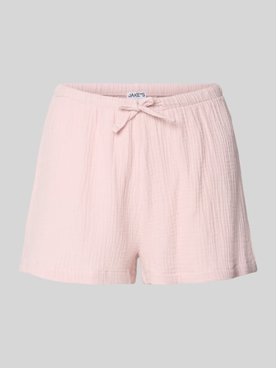 Produktfoto, Straight Fit Pyjama-Shorts mit Strukturmuster von Jake*s Casual in zartem Rosa, reine Baumwolle, elastischer Bund mit Tunnelzug