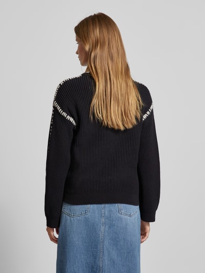 FREE/QUENT Gebreide pullover met siernaad Zwart - 5