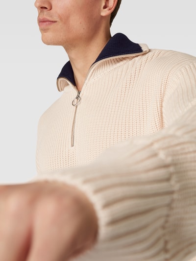 GANT Strickpullover mit Stehkragen Modell 'Rib Half' Sand 3