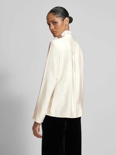 Jake*s Collection Regular fit blouse met ruches en opstaande kraag Offwhite - 5