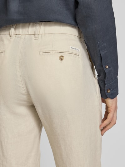 Marc O'Polo Tapered linnen broek met bandplooi, model 'OSBY JOGGER' Beige - 3