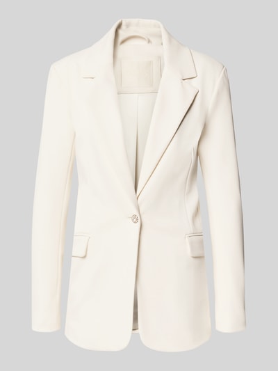 Produktfoto, Slim Fit Blazer mit Stretch-Anteil Modell 'CLAUDIE' von GUESS, weiß, Reverskragen, Pattentaschen, Strass-Knopf, elastischer Stoff