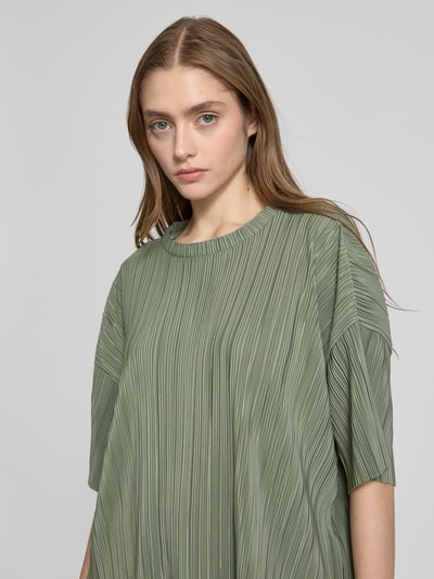 Only Boxy fit T-shirt met plissés, model 'RAVENNA' Rietgroen - 3