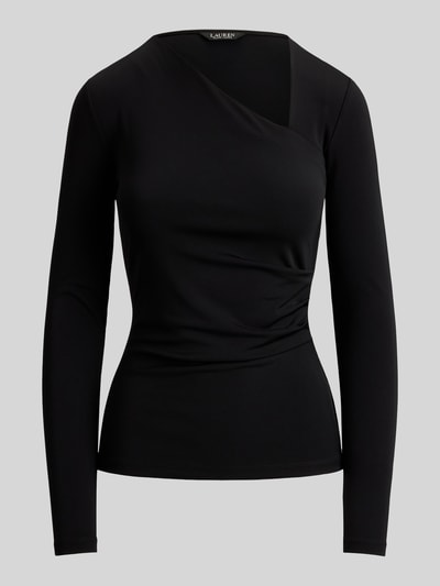 Lauren Ralph Lauren bluzka z długim rękawem o kroju slim fit z asymetrycznym dekoltem BLACK 2