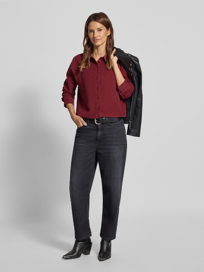 s.Oliver RED LABEL Regular Fit Hemdbluse aus reiner Baumwolle  Bordeaux 1