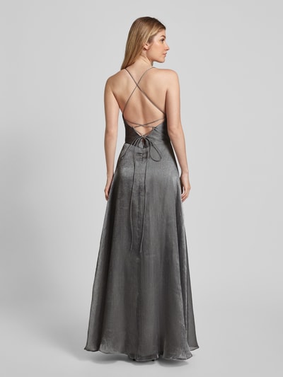 Luxuar Abendkleid mit tiefem V-Ausschnitt Silber 5