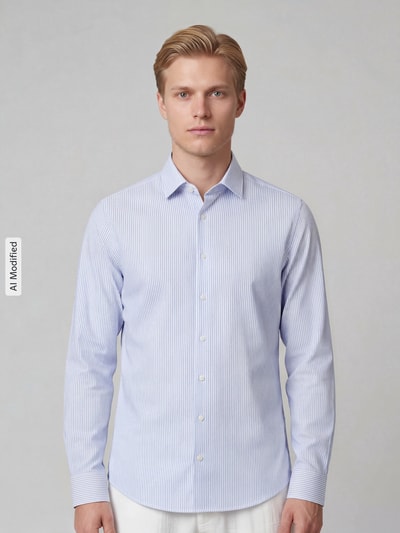 Seidensticker Slim Fit Businesshemd aus reiner Baumwolle Modell 'New Kent' Bleu 4