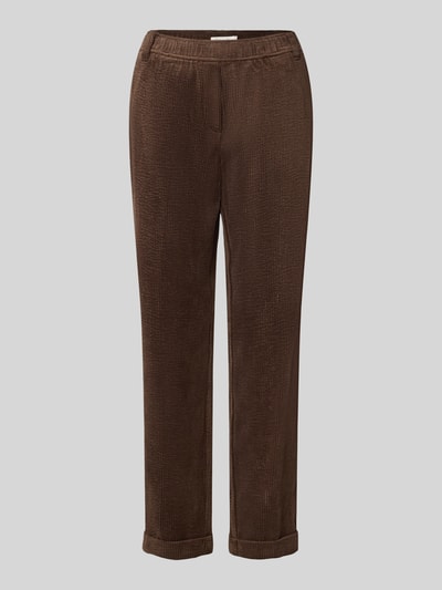 Produktfoto, Cordhose mit elastischem Bund von Christian Berg Woman in Braun, Tapered Fit, feine Cordstruktur, seitliche Eingrifftaschen, Material-Mix mit Stretch-Anteil