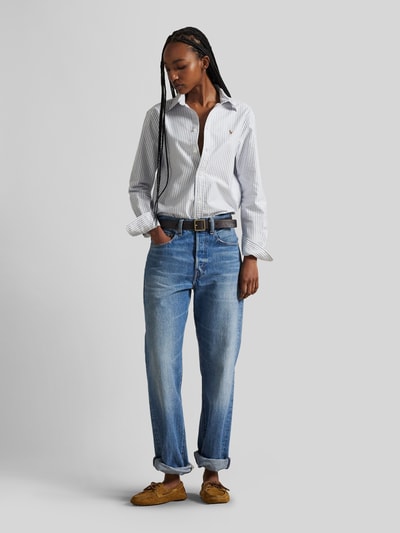 Polo Ralph Lauren Relaxed Fit Hemdbluse aus reiner Baumwolle mit Logo-Stitching Hellblau 1