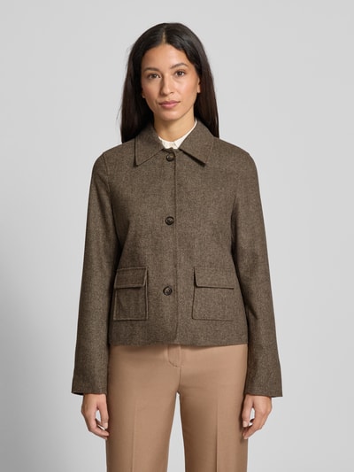 Stefanel Regular Fit Blazer mit aufgesetzten Taschen Dunkelbraun 4