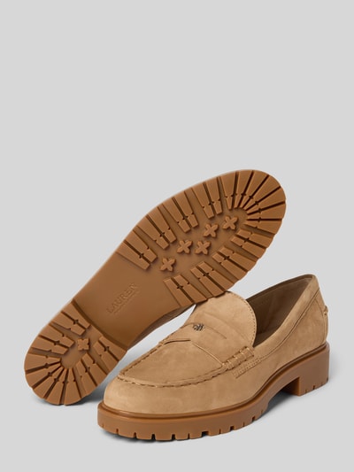 Lauren Ralph Lauren Loafer aus Leder-Mix mit Logo-Applikation Modell 'Marli' Sand 4