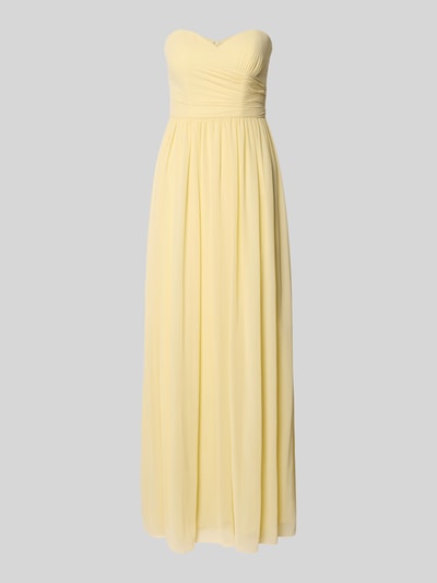 Produktfoto, Maxikleid im Off-Shoulder-Look von Mascara, żółty szyfon, krój taliowany, zamek z tyłu, długość 125 cm, szerokość w rozmiarze 36: 31 cm