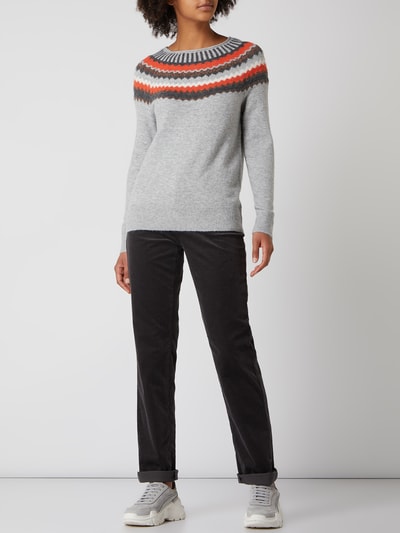 Christian Berg Woman Pullover met Noors dessin Lichtgrijs gemêleerd - 1