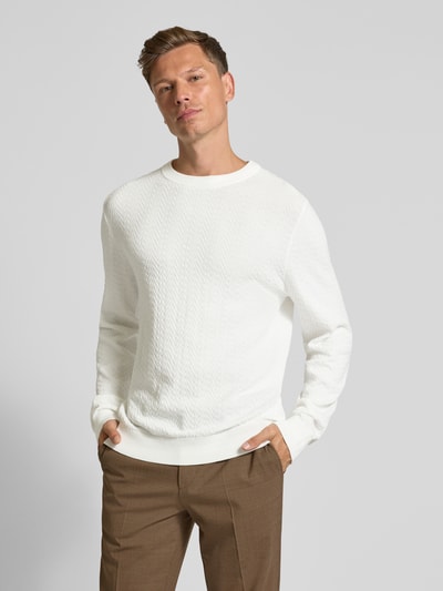 HUGO Regular Fit Strickpullover aus reiner Baumwolle Modell 'SIMO' Weiss 4