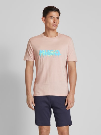 HUGO T-Shirt mit Label-Print Modell 'Dacation' Rose 4