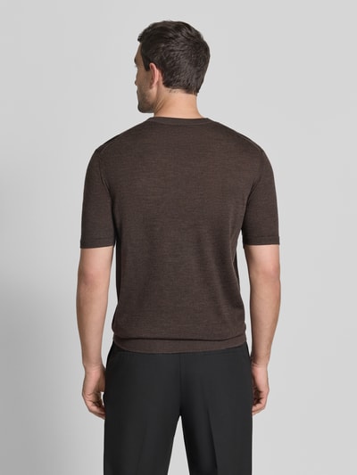 Fynch-Hatton T-Shirt mit Rundhalsausschnitt und Label-Stitching Dunkelbraun 5