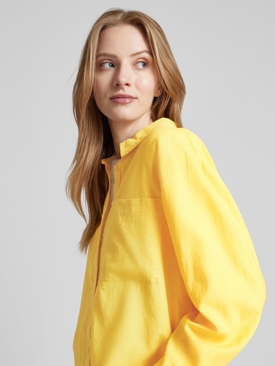 Soyaconcept Bluzka koszulowa lniana z kieszenią na piersi model ‘Ina’ Musztardowy 3
