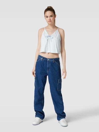 Tommy Jeans Top mit V-Ausschnitt Modell 'POPLIN' Hellblau 1